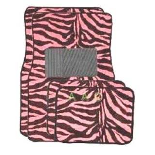 Pink Zebra Floor Mat Carpt 4 pcs Set