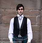 Black 3 Button Waistcoat Prince Charlie Argyle Vest NEW
