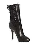 Dolce & Gabbana black leather mesh inset boots style# 313654901
