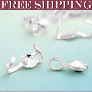 250 Silver Bead Tips Terminators Iron wholesale free ship jewelry 