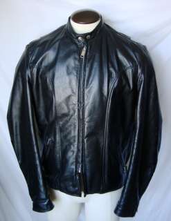 Vtg ~ Brooks Leather motorcycle cafe bomber jacket ~ 44 ~ Black  