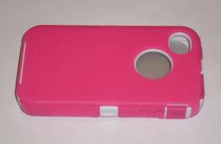 iPhone 4 4G 4S PINK / WHITE HYBRID HARD SOFT COVER CASE BEST HEAVY 