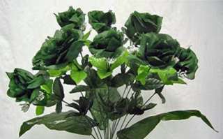 12 OPEN ROSES ~ HUNTER GREEN CAMO ~ Silk Wedding Flowers Bouquets 