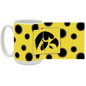  University of Iowa 15 oz Ceramic Coffee Mug   Polka Dot 