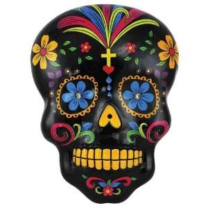  Black Day of the Dead Skull Wall Plaque 