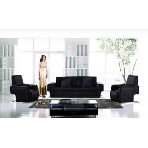  New 3pc Contemporary Modern Leather Sofa Set #AM 838 BLACK 