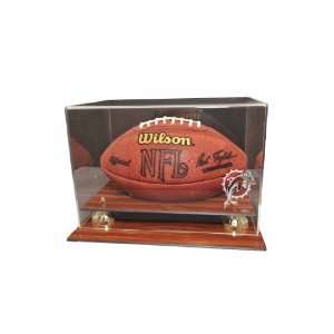 Miami Dolphins Wood Finished Acrylic with Gold Risers Football Display