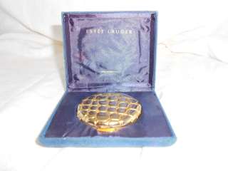   70s ESTEE LAUDER pebble look GOLD pressed powder COMPACT W/box  