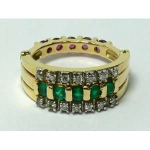 Sparkling! Colombian Emerald Diamond & Ruby Ring~ Two Rings for ONE 