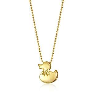 Alex Woo Little Baby 14k Yellow Gold Ducky With Bow Pendant, 16