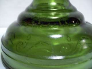 Antique Green Depression Glass Kerosene/Oil Lamp  