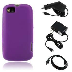  Motorola Admiral XT603   Purple Soft Silicone Skin Case Cover + Car 