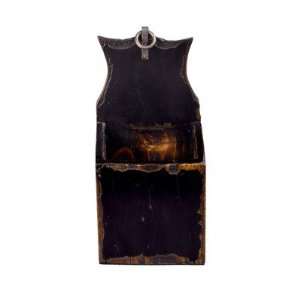  Asian Antique Hanging Wall Cubby in Distressed Black