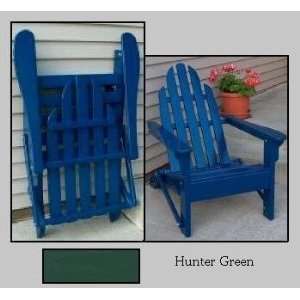   Hunter Green Folding Adirondack Chair   Hunter Green: Patio, Lawn
