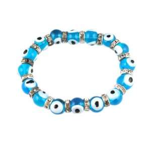   : Clear Blue Evil Eye Stretch Bracelet: Stackable Bracelets: Jewelry