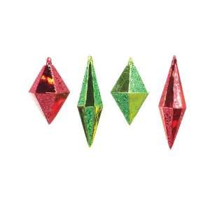 Club Pack of 12 Christmas Whimsy Red and Green Diamond Shaped Glass 