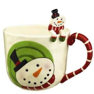 Studio 100 Holiday Ceramic Mug with Collectible Spoon Hugger  Snowman 