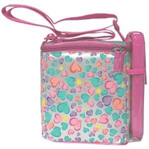 Baby Phat Small Diaper Bag with Diaper Wipe Container   Pastel Hearts