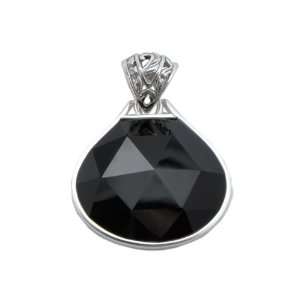  Bronzed By Barse Silver Overlay Faceted Onyx Pendant 