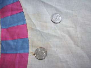 VINTAGE PINK & BLUE DOUBLE WEDDING RING QUILT TOP #C337  