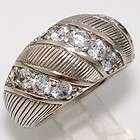Judith Ripka Sterling Silver/925 Swirl Paved CZ Cable Dome Ring Size 