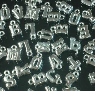 40xSilvertone Resin Plated Mixed Letters Pendant Beads  