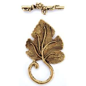  Blue Moon Plated Metal Toggle Clasps, Detailed Leaf Gold 