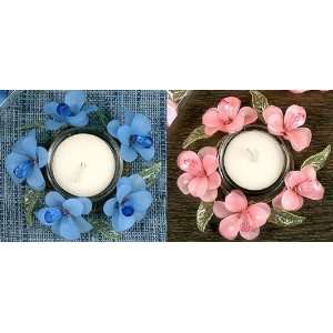 Flower Candle Holder with Tealight   Pink or Blue: Home 