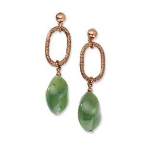  1928 Boutique Copper tone Jade Beaded Drop Post Earrings 