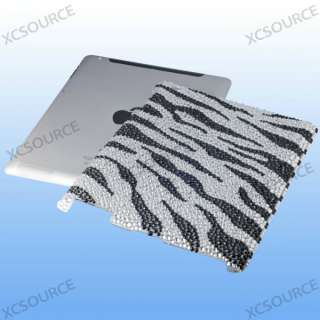 Rhinestone bling zebra hard case protector skin cover for ipad2 PC29 