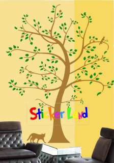 Big Tree With Cat Mural Wall Vinyl Sticker Decal 6 ft  