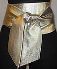   REVERSIBLE PEWTER AND GOLD TEXTURED LEATHER SUZI ROHER WIDE WRAP BELT