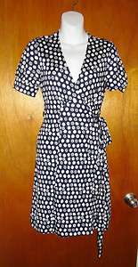   PULITZER Womens Navy/White Print Silk Knit Wrap Dress SZ: 2 NWOT