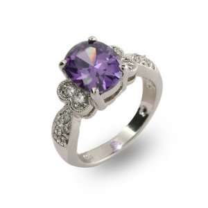  Olivias Dazzling Oval Cut Amethyst CZ Ring Size 6 (Sizes 6 