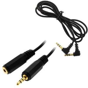   5mm M/M Right Angle Cable + 6FT 3.5mm Stereo Audio Extension Cable M