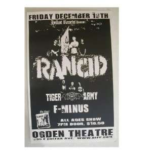  Rancid Tiger Army Handbill Poster Band Shots Everything 