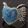 Heart Swarovski crystal rhinestone Angel Wing fashion jewelry cuff 