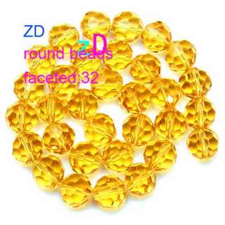M9708 30pcs Faceted gold Crystal Charm Loose Beads 8mm  