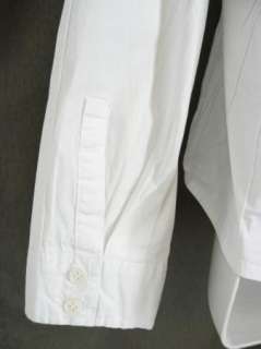 CAbi L Pure White Pintuck Button Front Cotton Spandex Shirt  