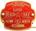 FEDERAL SIGNAL SUPER BEACON RAY LIGHT MODEL 174 REPRODUCTION TAG. 12 