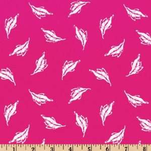  45 Wide Luna Leaves Hot Pink Fabric By The Yard: Arts 