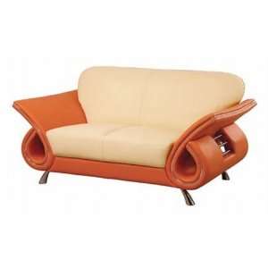  Love Seat 559 Orange Leather by Global Furniture