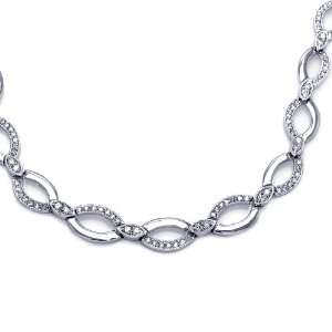 Nickel Free Brass Necklaces Cz Link Wave Brass Necklace Length 16.5 