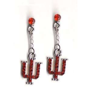  Indiana University Red Crystal Post Earrings: Jewelry