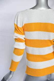 LUCIEN PELLAT FINET Orange+White Stripe Soft CASHMERE Knit SKULL 