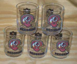 Washington Redskins NFL Vintage 80s Logo Glasses Lot 5  