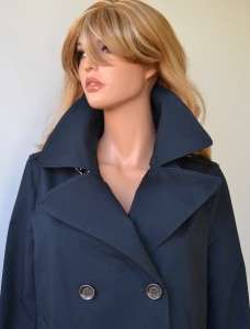 NWT BURBERRY BRIT $795 NAVY BLUE BELTED COLLAR PEA COAT JACKET~4 38 