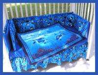 NEW baby crib bedding set ORCA WHALE OCEAN blue fabric  