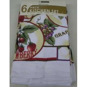  SET OF 6 VELOUR KITCHEN DISH TOWELS   GRAPES AND BERRIES 