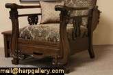   is solid quarter sawn oak with carved griffins and lyre motifs the